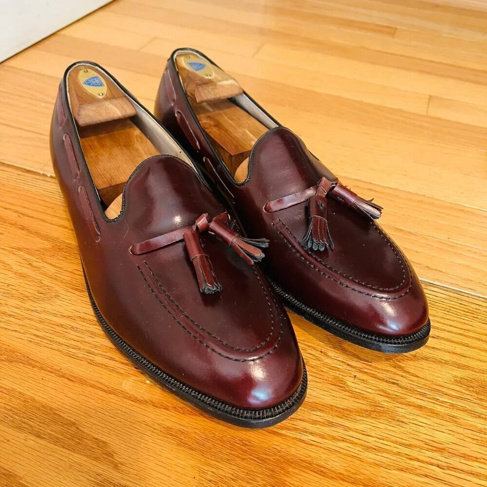 Johnston Murphy Optima Loafer Shoes Mens 12 D Dark Burgundy Tassel Brogue